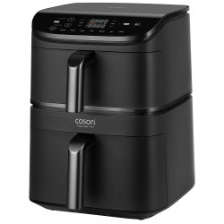 Cosori Double Hot Air Fryer CAF-DC121 Turbo Tower, 2630W, 4.3/6.5 L, 7 programe, 30-230C, control tactil, cronometru, pereți reci, negru