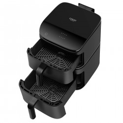Cosori Double Hot Air Fryer CAF-DC121 Turbo Tower, 2630W, 4.3/6.5 L, 7 programe, 30-230C, control tactil, cronometru, pereți reci, negru