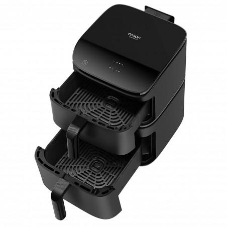 Cosori Double Hot Air Fryer CAF-DC121 Turbo Tower, 2630W, 4.3/6.5 L, 7 programe, 30-230C, control tactil, cronometru, pereți reci, negru
