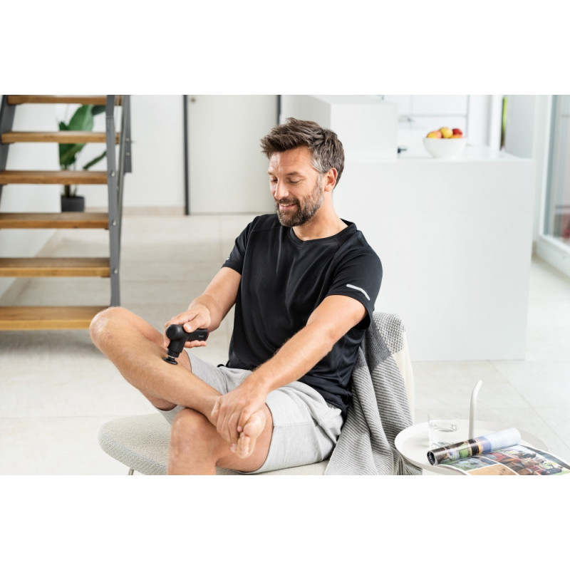 Aparat de masaj muscular Beurer MG 79, 3 trepete de intensitate, Lumini LED, Autonomie baterie 3 h, Negru/Gri