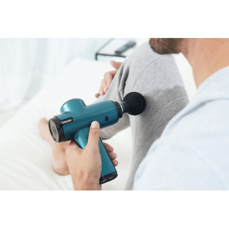 Pistol de masaj Beurer MG 99, 4 accesorii, 5 viteze, indicator nivel baterie, autonomie baterie 5 ore, verde