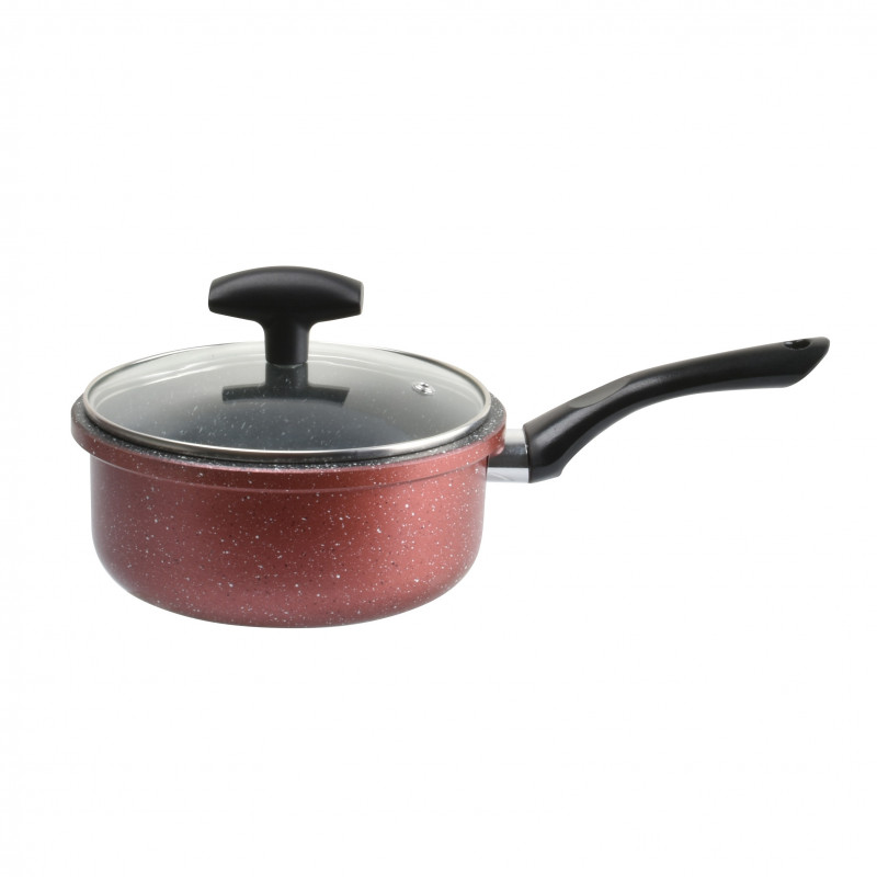 Cratita cu capac Rosberg R51321G16, 16 cm, 1.6 L, Finisaj marmura, Inductie, Bordeaux melange