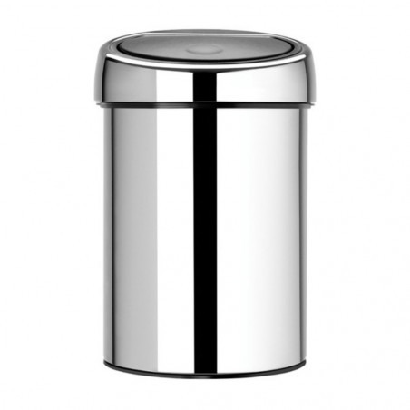 Cos de gunoi Brabantia Touch Bin 647210, 3 L, Deschidere lina si silentioasa, Montare pe perete, Otel inoxidabil lucios, Inox