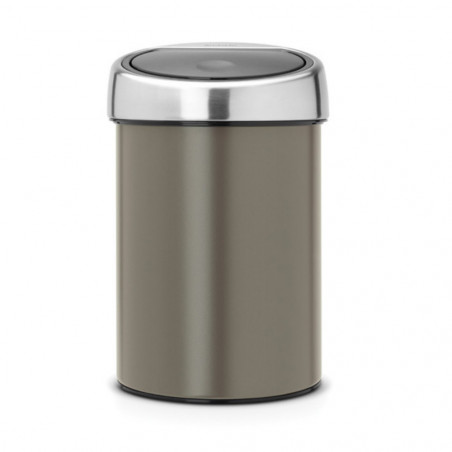 Brabantia Touch Bin 647215, 3 L, Deschidere lină și silențioasă, Montat pe perete, Gri