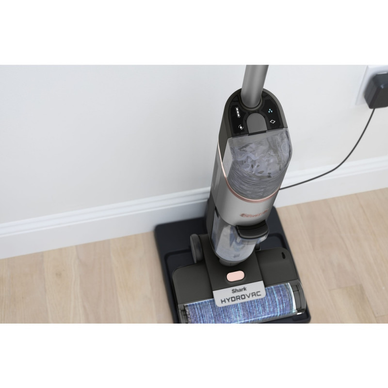 Aspirator vertical Shark HydroVac WD210EU, 170W, 0.5 L, 88 m², Auto-curatare, Autonomie 25 min, Gri
