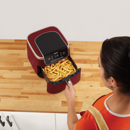 Friteuza cu aer cald Ninja AF140EUCM PRO, 1750W, 4.7 L, 40-240°C, 4 programe, Timer, AirCrisp, Acoperire antiaderenta, Bordeaux