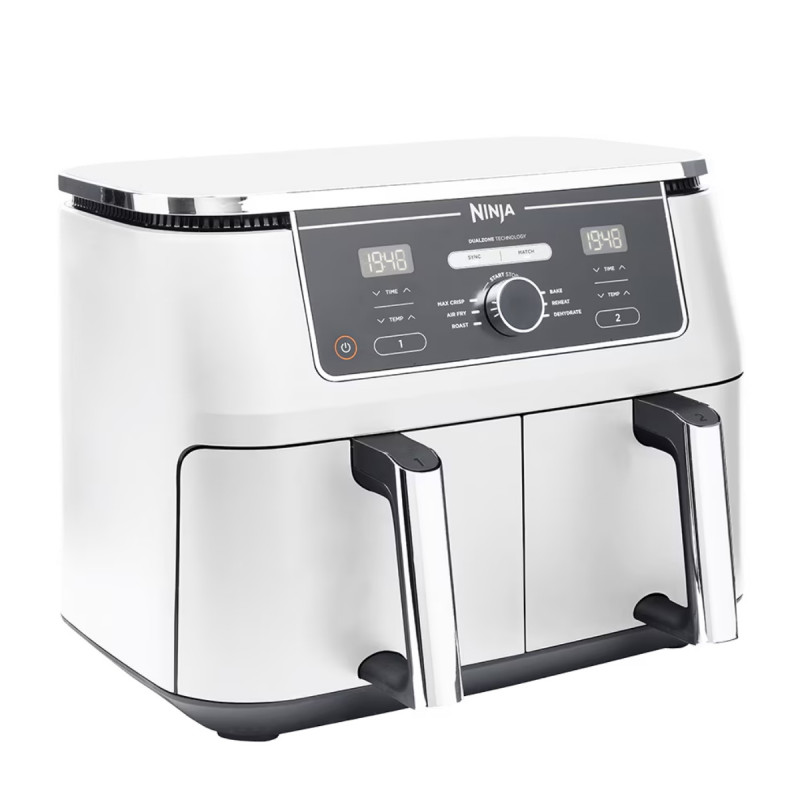 Friteuza dubla cu aer cald Ninja AF400EUWH, 2470W, 9.5 L, 6 programe, 40-240°C, Zone independente, Alb