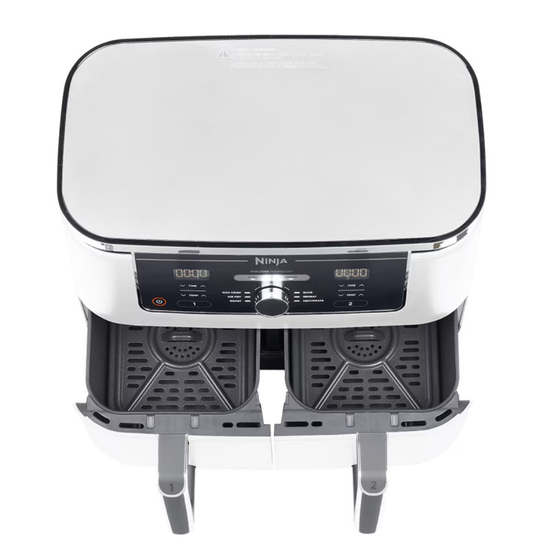 Friteuza dubla cu aer cald Ninja AF400EUWH, 2470W, 9.5 L, 6 programe, 40-240°C, Zone independente, Alb