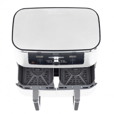 Friteuza dubla cu aer cald Ninja AF400EUWH, 2470W, 9.5 L, 6 programe, 40-240°C, Zone independente, Alb