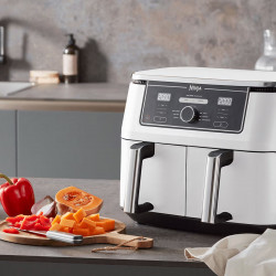 Friteuza dubla cu aer cald Ninja AF400EUWH, 2470W, 9.5 L, 6 programe, 40-240°C, Zone independente, Alb