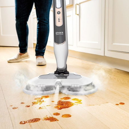 Mop curatare cu aburi Shark Steam & Scrub S8201EU, 1120W, 0.35 L, 3 setari, Curatare fara chimicale, 150 rpm, Steam Blaster, Alb