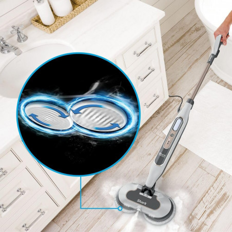 Mop curatare cu aburi Shark Steam & Scrub S8201EU, 1120W, 0.35 L, 3 setari, Curatare fara chimicale, 150 rpm, Steam Blaster, Alb