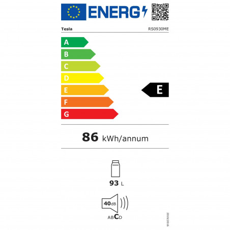 Frigider cu o singură ușă Tesla RS0930ME, 94 l, Ușă reversibilă, Clasa E, 40 dB, Gri