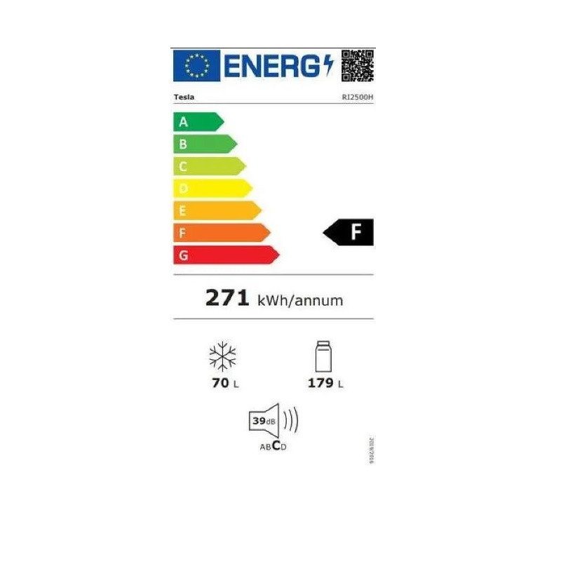 Frigider incorporabil Tesla RI2500HE, 115W, 249L, clasa energetică E, iluminare cu LED, Super Freeze, alb