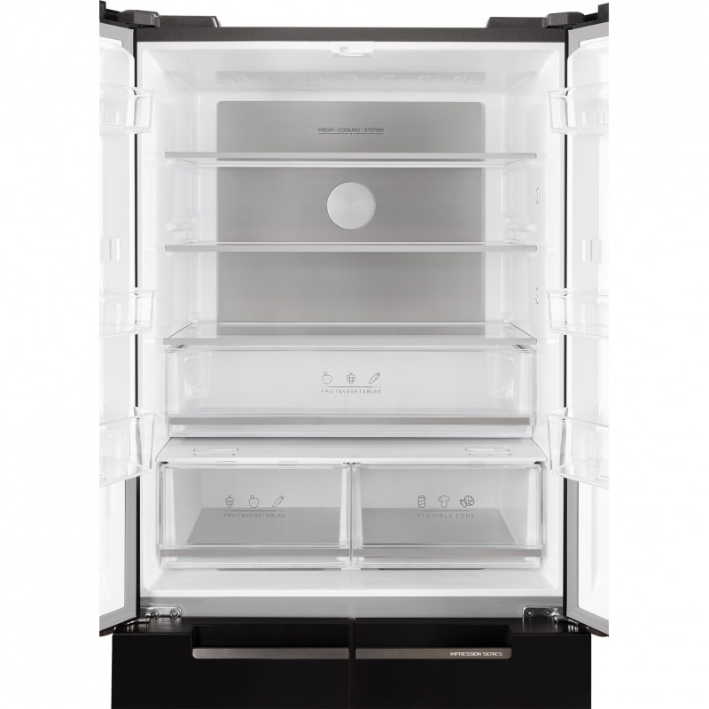 Tesla RF5100FMBE Frigider cu congelator, 250W, 511L, Clasa de energie E, Invertor, Fără îngheț total, Răcire metalică, LED, Display, Sticlă neagră