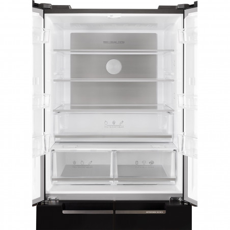 Tesla RF5100FMBE Frigider cu congelator, 250W, 511L, Clasa de energie E, Invertor, Fără îngheț total, Răcire metalică, LED, Display, Sticlă neagră