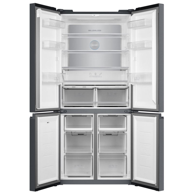 Tesla RF5100FMBE Frigider cu congelator, 250W, 511L, Clasa de energie E, Invertor, Fără îngheț total, Răcire metalică, LED, Display, Sticlă neagră