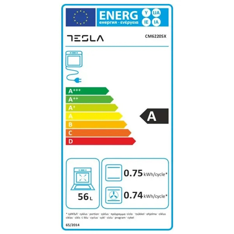Aragaz Tesla CM6220SX, 8.1 kW, 56 litri, Clasa A, 2 plite pe gaz, 2 plite standard, Grill, 40-240 grade, Inox