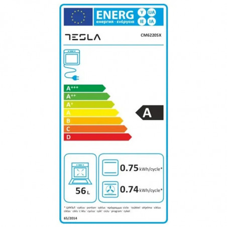 Aragaz Tesla CM6220SX, 8.1 kW, 56 litri, Clasa A, 2 plite pe gaz, 2 plite standard, Grill, 40-240 grade, Inox
