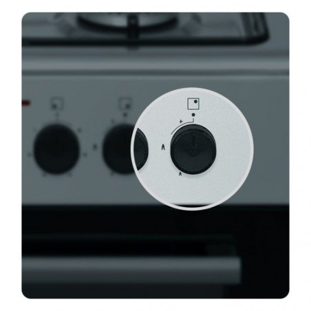 Aragaz Tesla CM6220SX, 8.1 kW, 56 litri, Clasa A, 2 plite pe gaz, 2 plite standard, Grill, 40-240 grade, Inox