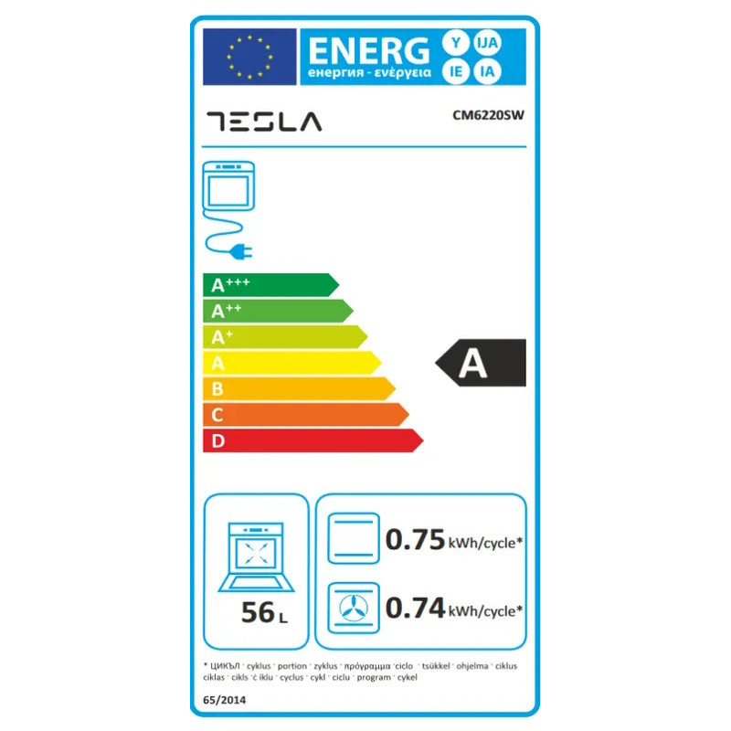 Aragaz electric combinat cu gazTesla CM6220SW, 8.1 kW, 56 L, Clasa A, 2 plite gaz, 2 plite electrice, Grill, 40-240°C, Alb