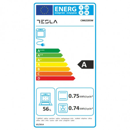 Aragaz electric combinat cu gazTesla CM6220SW, 8.1 kW, 56 L, Clasa A, 2 plite gaz, 2 plite electrice, Grill, 40-240°C, Alb