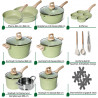 Set oale si tigai Just Perfecto JL-723, 21 h, Aluminiu turnat, Acoperire din marmura, Inductie, Steamer, Accesorii, Verde