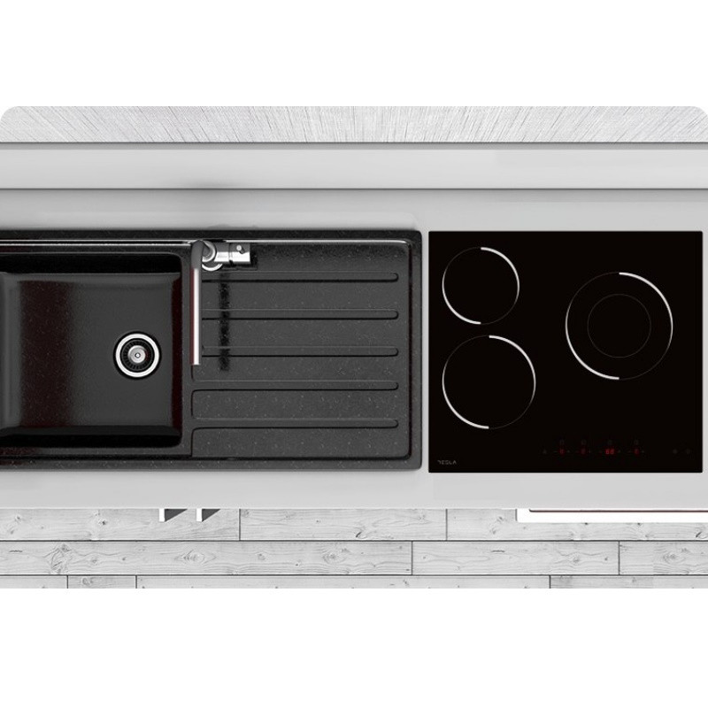 Plita vitroceramica incorporabila Tesla HV6300MB, 5700W, 9 trepte, Timer, Indicator suprafață fierbinte, Protectie copii, Negru