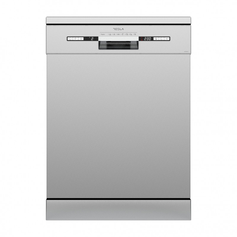 Masina de spalat vase Tesla WD661MX, 2100W, Clasa E, 7 programe, Start intarziat, Control electronic, Blat mobil, Incărcare pe jumatate, Inox
