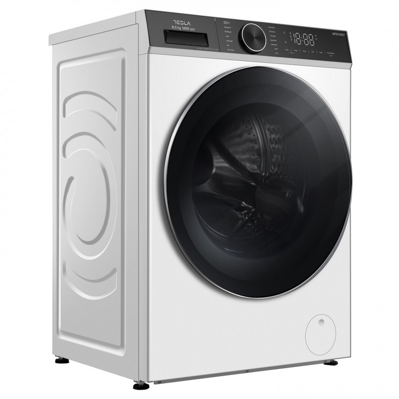 Masina de spalat cu Încarcare frontala Tesla WF81480T, 1900W, 8 kg, 1400rpm, Motor Inverter, Clasa A, 14 programe, Alb/Negru