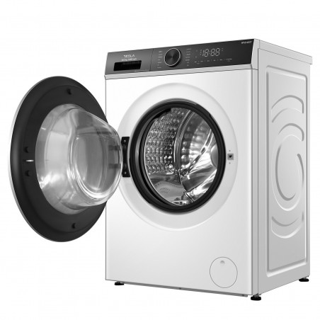 Masina de spalat cu Încarcare frontala Tesla WF81480T, 1900W, 8 kg, 1400rpm, Motor Inverter, Clasa A, 14 programe, Alb/Negru