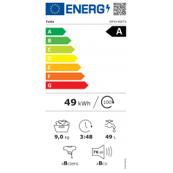 Masina de spalat cu incarcare frontala Tesla WF91480TS, 1900W, 9 kg, 60 L, 14 programe, 1400 rpm, Clasa A, Steam Care, LED, Argintiu