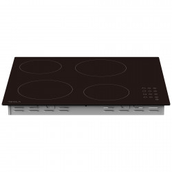 Plită vitroceramică Tesla HV6402MB, 6600W, 9 grade, 4 zone, temporizator, protecție pentru copii, indicator de căldură reziduală, muchie bizotată, negru