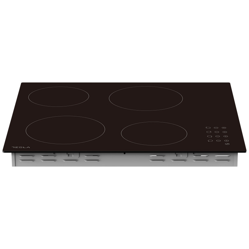 Plită vitroceramică Tesla HV6402MB, 6600W, 9 grade, 4 zone, temporizator, protecție pentru copii, indicator de căldură reziduală, muchie bizotată, negru