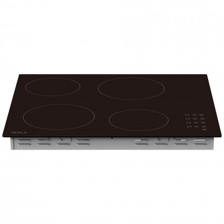 Plită vitroceramică Tesla HV6402MB, 6600W, 9 grade, 4 zone, temporizator, protecție pentru copii, indicator de căldură reziduală, muchie bizotată, negru
