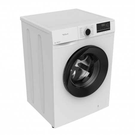 Masina de spalat cu incarcare frontala Tesla WF61030K, 1950W, 6 kg, 1000 rpm, 16 programe, Clasa E, Afisaj LED, Blocare copii, Alb/Negru