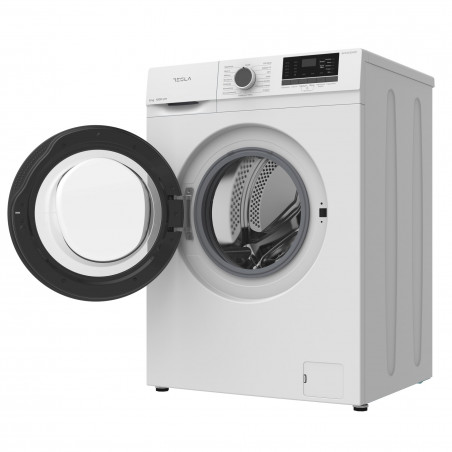 Masina de spalat cu incarcare frontala Tesla WF61030K, 1950W, 6 kg, 1000 rpm, 16 programe, Clasa E, Afisaj LED, Blocare copii, Alb/Negru