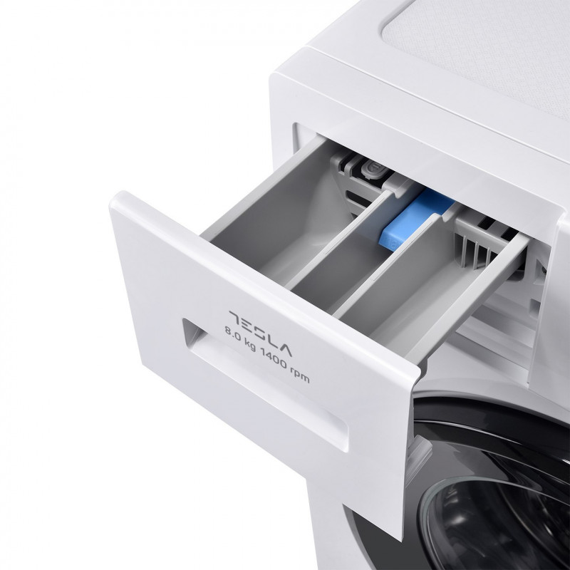 Masina de spalat cu incarcare frontala Tesla WF81430T, 2050W, 8 kg, 53 L, 16 programe, 1400 rpm, clasa A, Steam Care, LED, Alb
