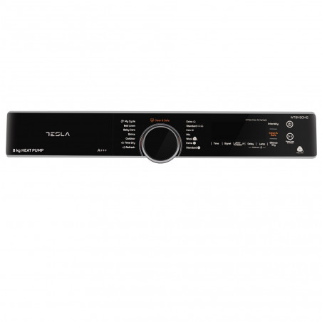 Uscator de rufe Tesla WT8H91MS, Condensare, 800W, 8 kg, 14 programe, Clasa A+++, LED display, Inox/Negru