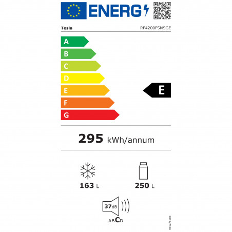 Frigider cu congelator Tesla RF4200FSNSGE, 436 L, Clasa E, 5 usi, Total No Frost, Display LED extern, 41 dB, Gri