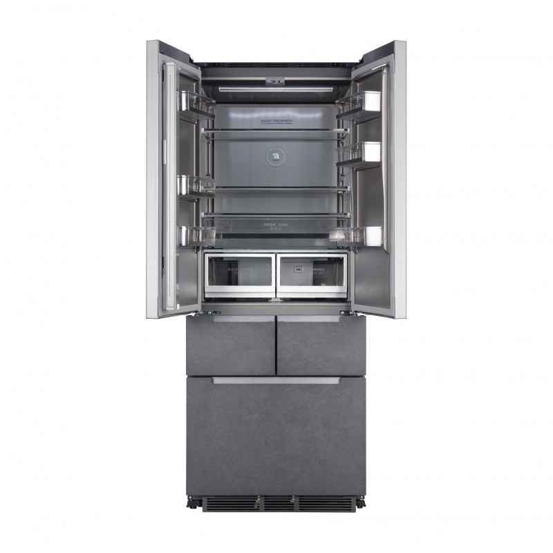 Frigider cu congelator Tesla RF4200FSNSGE, 436 L, Clasa E, 5 usi, Total No Frost, Display LED extern, 41 dB, Gri