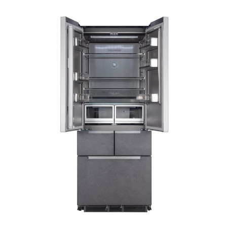 Frigider cu congelator Tesla RF4200FSNSGE, 436 L, Clasa E, 5 usi, Total No Frost, Display LED extern, 41 dB, Gri
