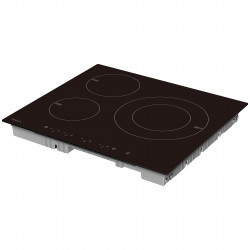 Plită vitroceramică Tesla HI6301MB, 7400W, 9 grade, 3 zone, protecție pentru copii, indicator de căldură reziduală, senzor pentru tigaie, negru