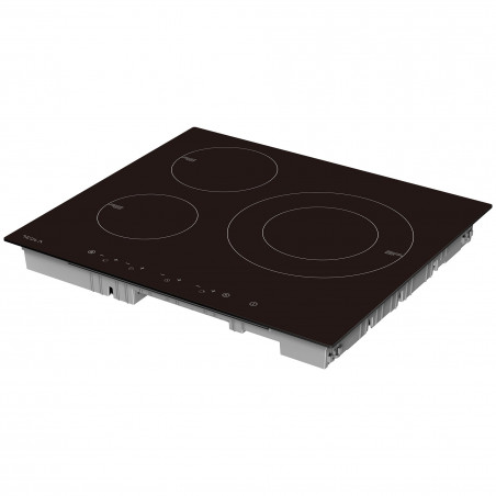 Plită vitroceramică Tesla HI6301MB, 7400W, 9 grade, 3 zone, protecție pentru copii, indicator de căldură reziduală, senzor pentru tigaie, negru