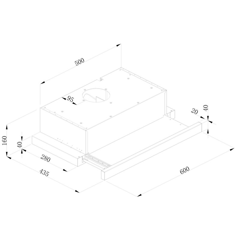 Tesla DT600AX, 120W, 2 motoare, Filtru din aluminiu, 350 m3/h, LED, Clasa D, Inox