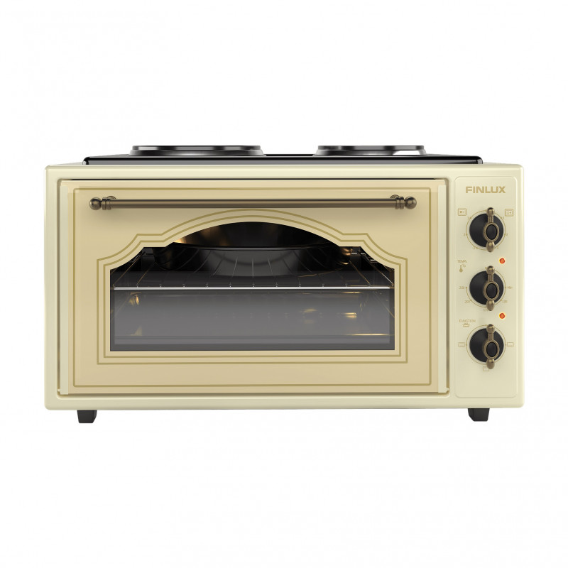 Cuptor electric cu 2 plite Finlux FMC-9601DP, 45 l, 1600 W, 3 functii, Email, Bej