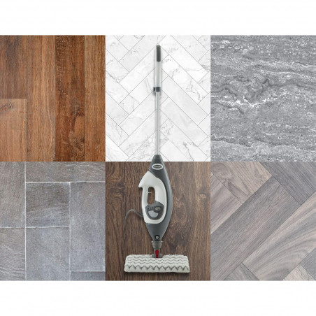 Mop curatare cu aburi Shark S6005EU, 1200W, 0,5 L, 2 setari, Tehnologie Klick'n Flip, Steam Blaster, Lavete mop Dirt Grip, Alb/Gri