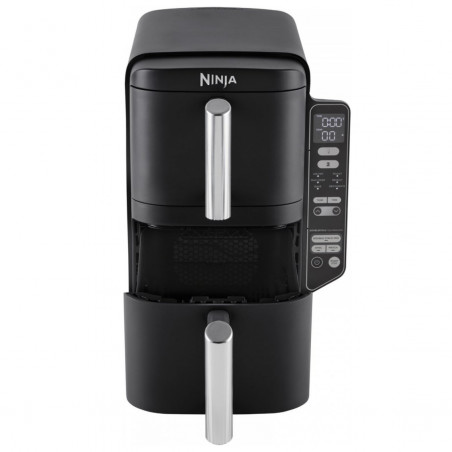 Friteuza dubla cu aer cald Ninja SL300EU, 2470W, 7.6 L, 40-240°C, 2 cosuri, 6 programe, Sincronizare, Timer, Auto stop, Negru
