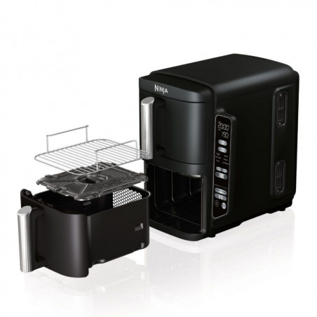 Friteuza dubla cu aer cald Ninja SL300EU, 2470W, 7.6 L, 40-240°C, 2 cosuri, 6 programe, Sincronizare, Timer, Auto stop, Negru