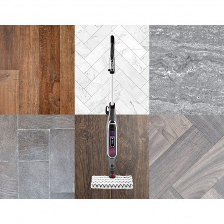 Mop curatare cu aburi Shark S6003EU, 1200W, 0,35 L, 3 setari, Tehnologie Klick'n Flip, Steam Blaster, Lavete mop Dirt Grip, Gri/Violet